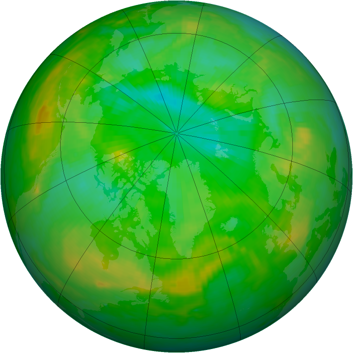 Arctic ozone map for 25 July 1991